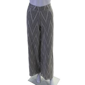 Michaela Womens Metallic Striped Print Textured Slip-on Pants Silver Size S